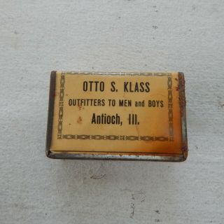Otto Klass Antioch,  Ill Il Illinois Clothing Store Match Box Holder Circa 1920