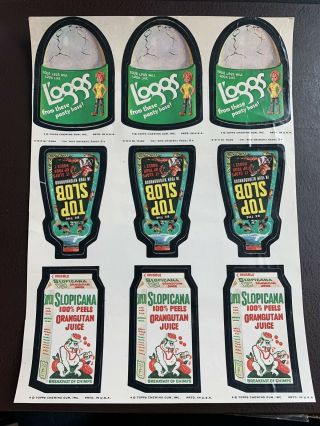 1974 Topps Wacky Packages Uncut Wonder Bread Sheet Logg’s Slopicana