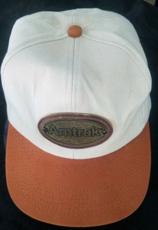 Vintage Amtrak Train,  Baseball Style Hat With Metal And Leather Trim.