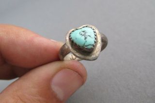 Vintage Old Pawn Sterling Cabochon Heart Turquoise Ring