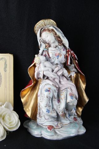 Eugenio Pattarino Italian Terracotta Madonna Religious Statue Italian 1960 Mark