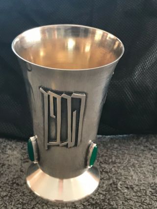 Judaica Kiddush Jeweled Sterling Silver Kiddush Goblet Cup