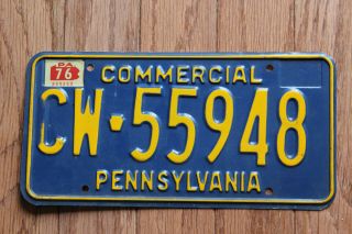 1976 Vintage Pennsylvania Commercial License Plate,  Tag Cw - 55948