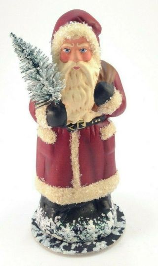 Vintage Rare Hand Signed Ino Schaller Santa Claus Paper Mache 7’’ Made Germany