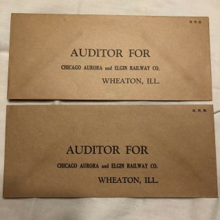 Chicago Aurora And Elgin Railway Company Vintage Envelopes