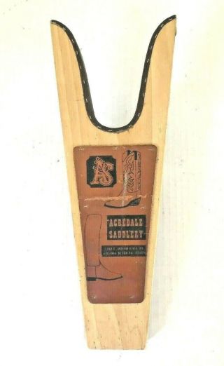Acredale Saddlery Cowboy Boot Jack Solid Wood Leather Trim Gc Virginia Beach
