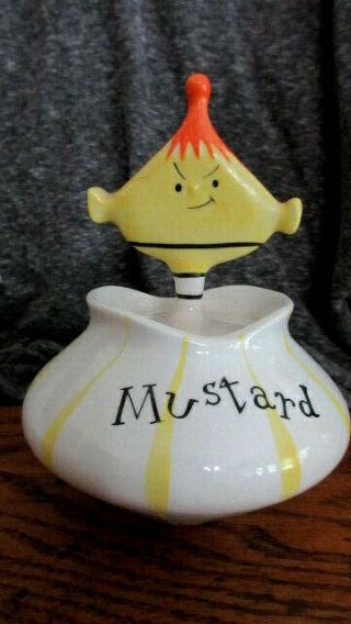 1958 Holt Howard Vintage Pixie Mustard Condiment Jar With Spoon Lid