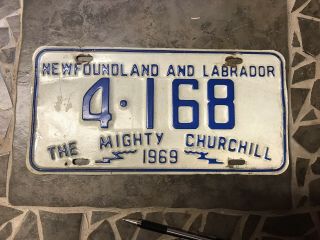 1969 Mighty Churchill Newfoundland Licence Plate Very Low Number