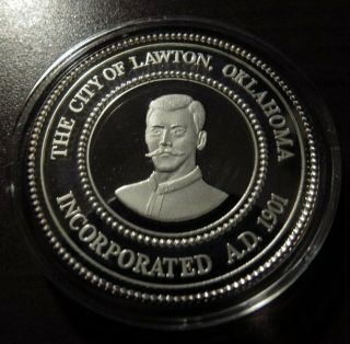 2001 Lawton,  Ok 1 Troy Oz.  999 Fine Silver Round - Oklahoma