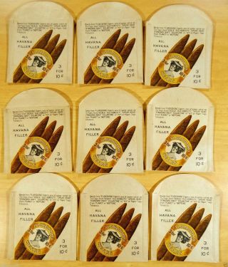 9 Antique Cigar Advertising Bags Pouches Florodora Cigars - Sickle Tin Tags