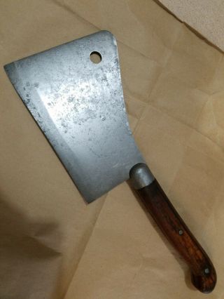 Antique Foster Bros Meat Cleaver Butcher Knife/hog Splitter 16 " Reinforced Handl