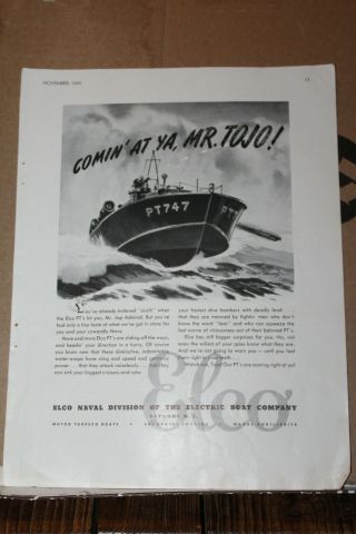 1942 Paper Ad Wwii Elco Naval Electric Boat Co.  Comin 