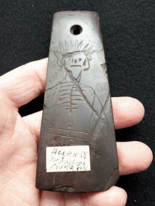 Authentic Engraved Pendant Found In Allen Co.  Ohio Made Of Red Banded Slate