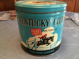 AWESOME VINTAGE KENTUCKY CLUB PIPE TOBACCO TIN WITH ORIG HUMIDOR PAPER INSERT 3