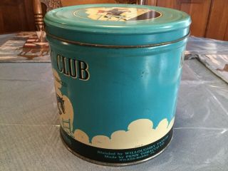 AWESOME VINTAGE KENTUCKY CLUB PIPE TOBACCO TIN WITH ORIG HUMIDOR PAPER INSERT 4
