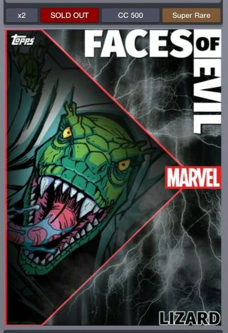 Topps Marvel Collect Digital Faces Of Evil Motion Lizard Week 9