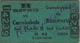 Railway Tickets A Trip From Currabubula To Tamworth By The Old Nswgr In 1959