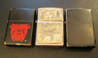 Vintage Zippo Lighters (3) All Inserts,  All Just