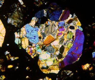 Meteorite NWA 5684 - H3 Chondrite Thin Section microscope slide 2