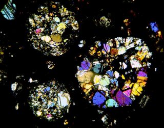 Meteorite NWA 5684 - H3 Chondrite Thin Section microscope slide 3