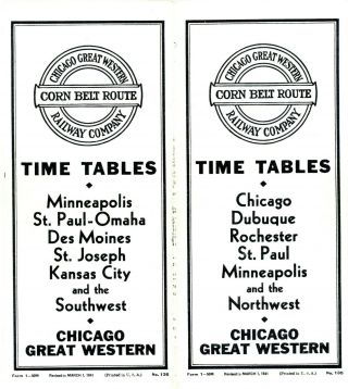 Chicago Great Western Railway,  System Passenger Time Table,  March 1,  1941