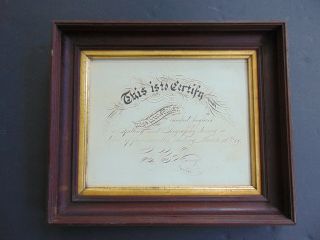 c1869 FRAMED CALLIGRAPHIC PRIZE to LIZZIE FULLER FROM HER TEACHER - CALLIGRAPHY 2