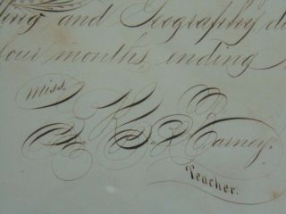 c1869 FRAMED CALLIGRAPHIC PRIZE to LIZZIE FULLER FROM HER TEACHER - CALLIGRAPHY 5