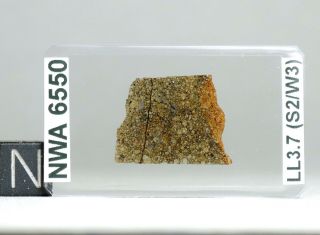 Meteorite Nwa 6550 - Ll3.  7 Chondrite Thin Section Microscope Slide