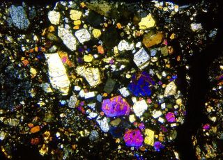Meteorite NWA 6550 - LL3.  7 Chondrite Thin Section microscope slide 2