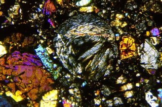 Meteorite NWA 6550 - LL3.  7 Chondrite Thin Section microscope slide 3