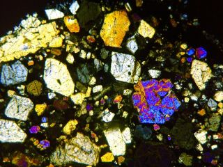 Meteorite NWA 6550 - LL3.  7 Chondrite Thin Section microscope slide 6