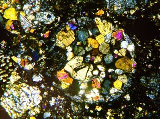 Meteorite NWA 6550 - LL3.  7 Chondrite Thin Section microscope slide 8
