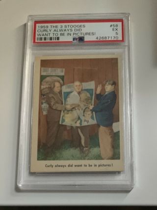 1959 Fleer The Three Stooges 58 Curly Always Did Want Gray Back Psa 5 Ex