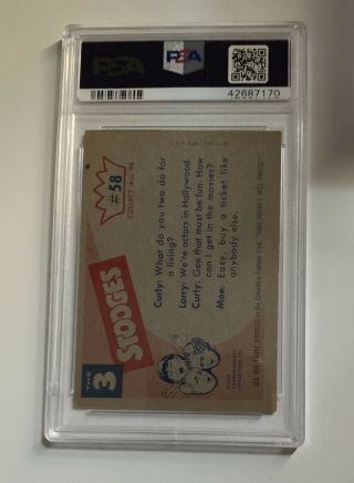 1959 Fleer THE THREE STOOGES 58 Curly Always Did Want GRAY Back PSA 5 EX 2