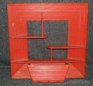 Vintage MCM Mid Century Modern Square Shadow Box Shelves Burnt Orange/Red 18x18 3