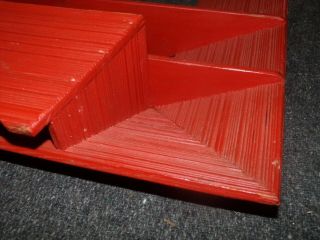 Vintage MCM Mid Century Modern Square Shadow Box Shelves Burnt Orange/Red 18x18 7