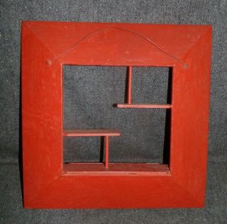 Vintage MCM Mid Century Modern Square Shadow Box Shelves Burnt Orange/Red 18x18 8