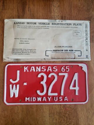 1965 Jewell County Kansas License Plate,  Nos
