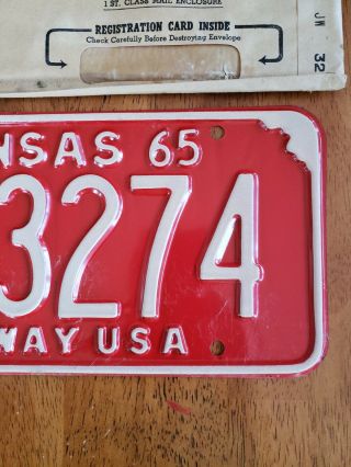 1965 Jewell County Kansas License Plate,  NOS 3