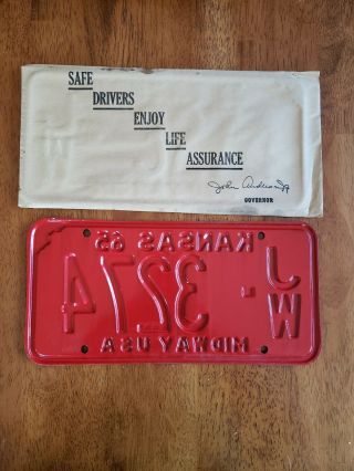 1965 Jewell County Kansas License Plate,  NOS 4