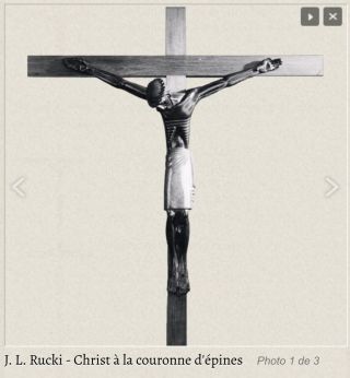Jean Lambert Rucki Crucifix Bronze Corpus Burl Wood Cross Marked Cheret Paris 9