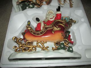 Grandeur Noel 2003 Santa in Sleigh and Reindeer Porcelain Set Christmas 3