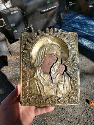 18th 19th C Russian Icon Hand Painted Christ Child