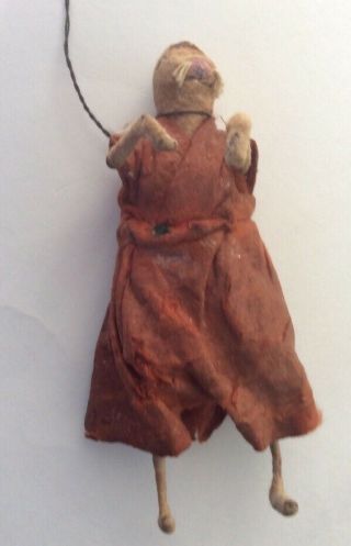 Antique Cotton Wrapped Wire Cat Mica Dress Handmade Christmas Ornament
