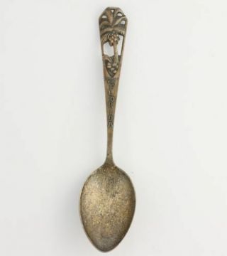 Florida Coconut Plain Souvenir Spoon - Sterling Silver Vintage Collectors Travel