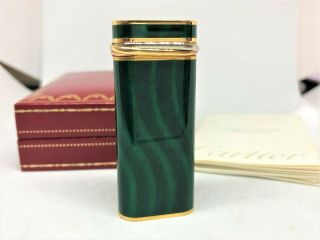 Auth Cartier Trinity Malachite Lacquer - Finish Oval Lighter Green/gold W Case