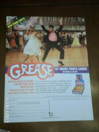 Rare 1978 Grease Movie Card Set Retailer Sell Sheet