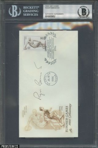 Roger Bannister First Sub - 4 - Minute Mile Signed First Day Cover Auto Bgs Bas