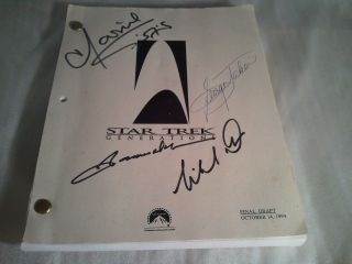 1994 Startrek Generations Script Autographed Byjames Doohan,  George Takei,  Sirtis