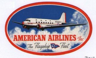 Airline Luggage Label American Air Old Aircraft 010